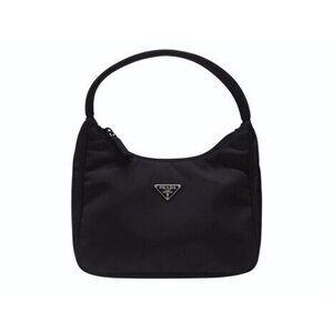 Prada Hobo one shoulder bag triangle logo triangular plate black nylon